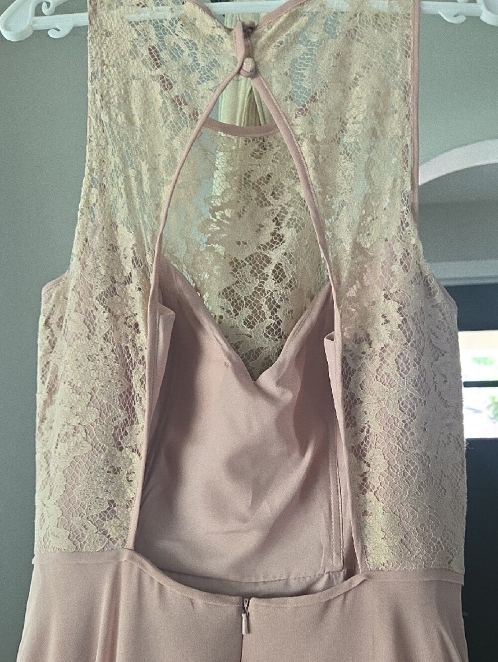 Bari Jay Blush Pink Lace Bodice A-Line Gown - Picture 5 of 6